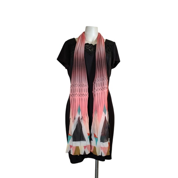 Etro Milano Pleated Geometric Print Scarf Wrap Italy